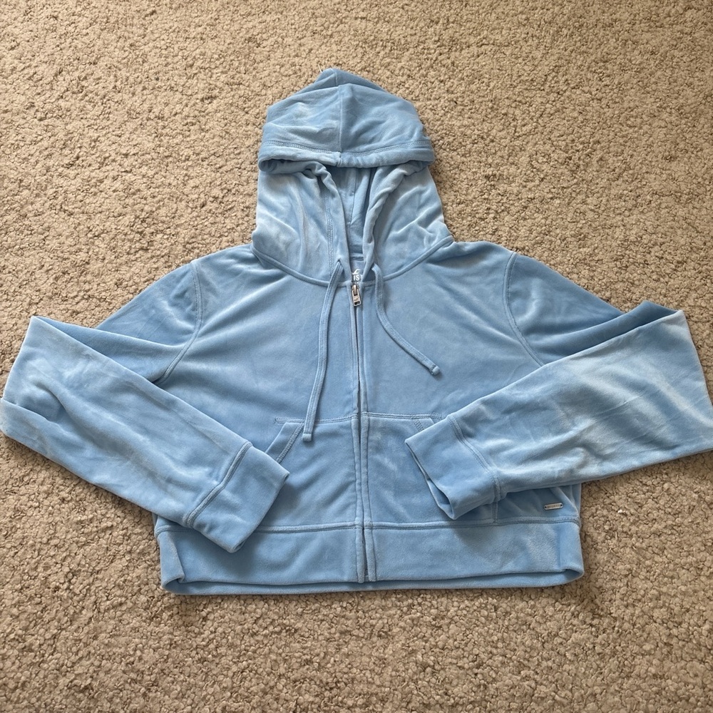 Hollister Sky Blue Velour Hoodie